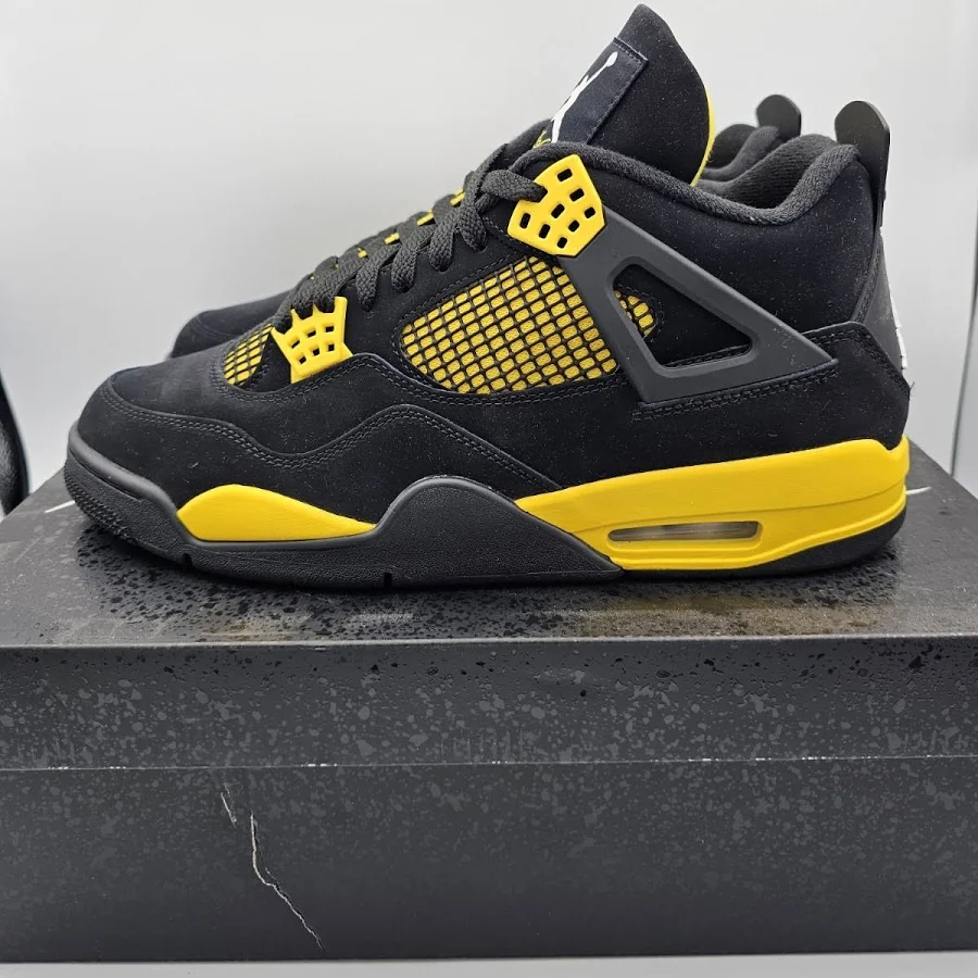 Nike Air Jordan 4 Retro Thunder Black Yellow Dh6927-017 Men’s Size
