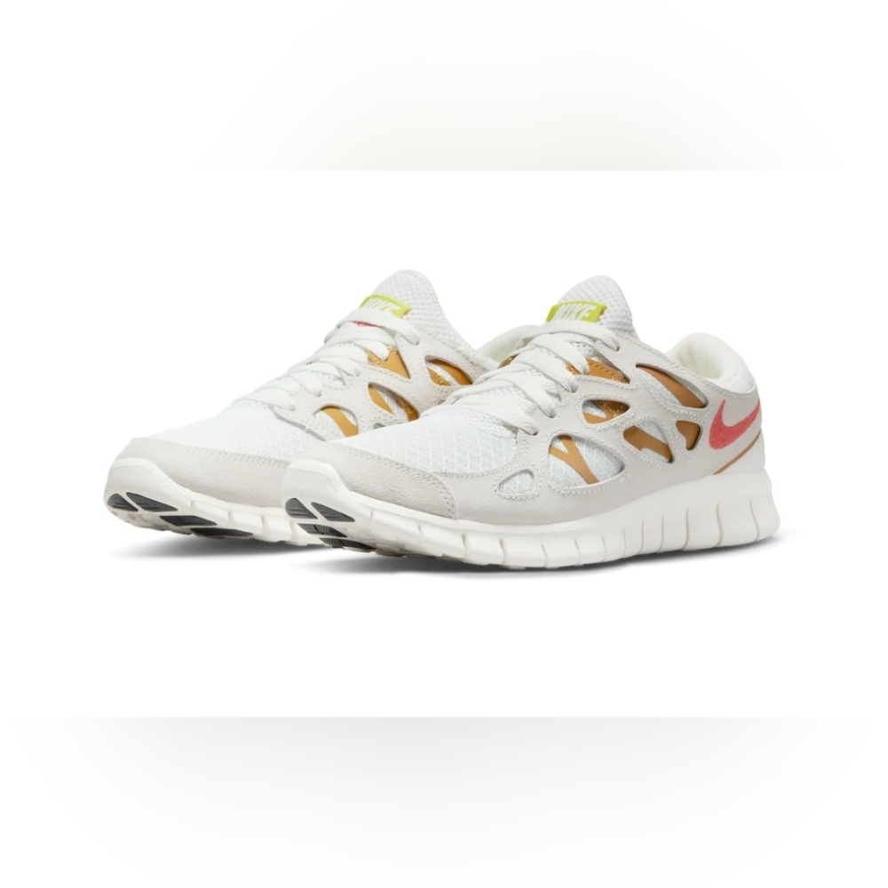 *NEW* NIKE Free Run 2 Sneakers in White Summit/Rush Orange Size:9