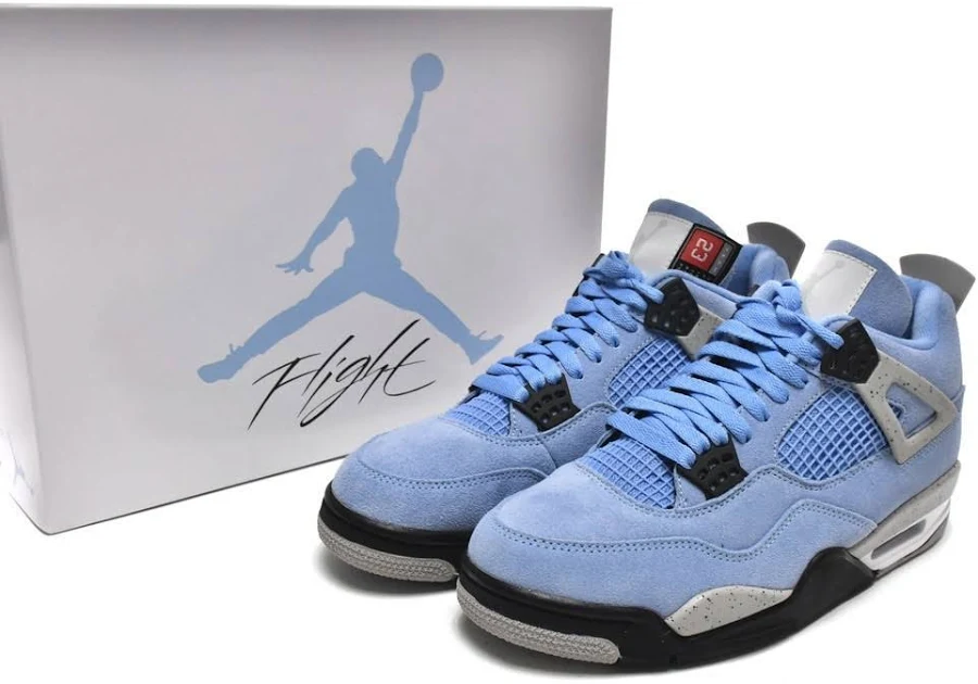 Jordan 4 Style Light Blue Grey Men’s High Top Casual Sneakers