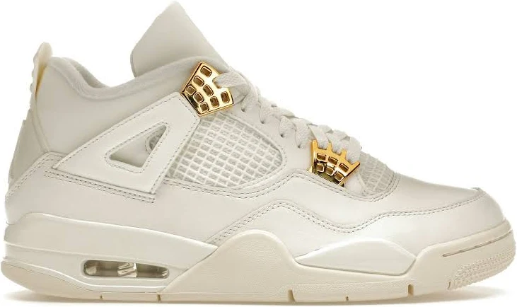 Air Jordan 4 Retro 'White & Metallic Gold' – Women's Sneakers - Size M10.5/W12.0