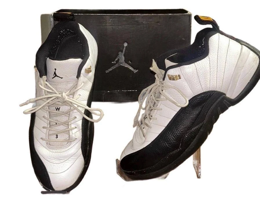Air Jordan Retro 12 Taxi ~ Men's Size 12 ~ White & Black Sneakers W/ Box