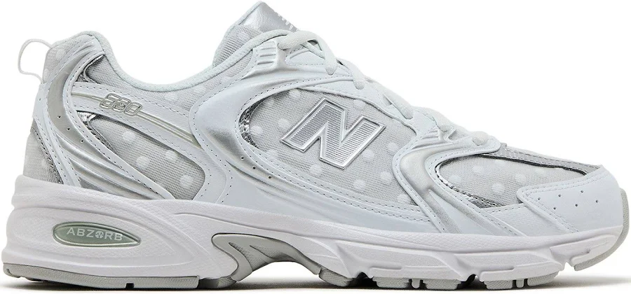 New Balance 530 'White Silver Metallic Polka Dots' | Grey | Men's Size 9