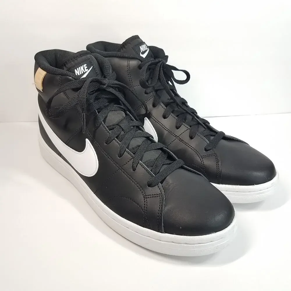 Nike Court Royale 2 Mid Black Women's Size 10.5 CT1725-001 Black w/ White Logo