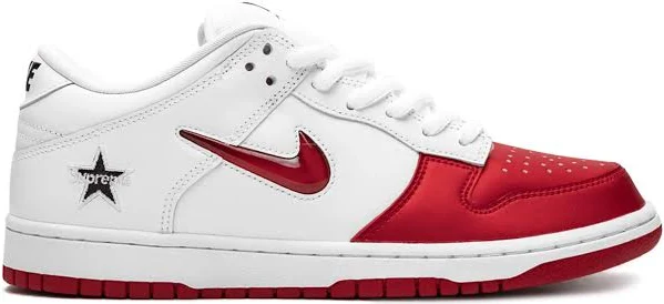 Nike - x Supreme SB Dunk Low "Jewel Swoosh Red/White" sneakers - unisex - Calf Leather - 9.5
