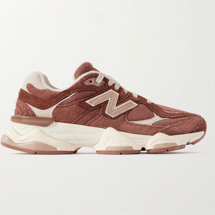 New Balance 9060 Leather-trimmed Brushed-suede And Mesh Sneakers - Women - Burgundy Sneakers - US10