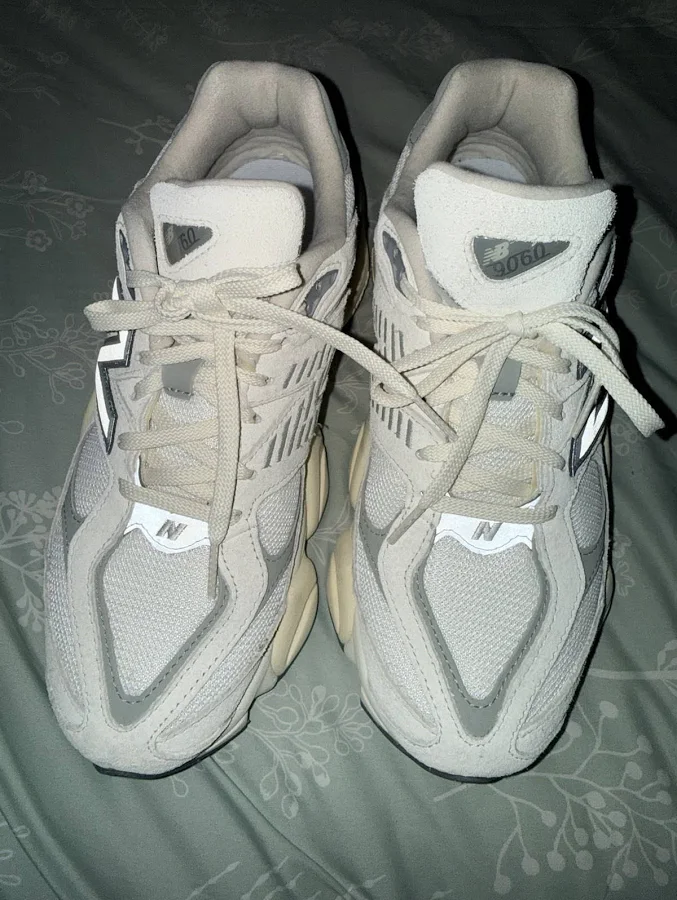Balance 9060 White Gray Mesh Suede Men's Sneakers Lace Up Low Top