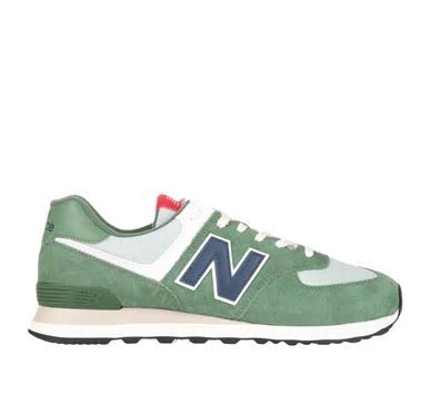 New Balance 574 Man Sneakers Green Size 8.5 Soft Leather, Textile fibers