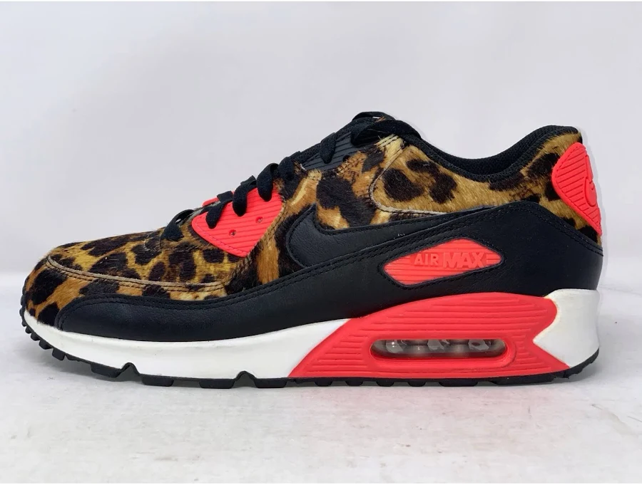 Nike Air Max 90 Cheetah Leopard Fur Infrared Sneakers, Size 10.5