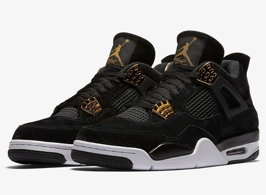 Nike Air Jordan 4 Retro Royalty Size 6.5-12 Black Metallic Gold White