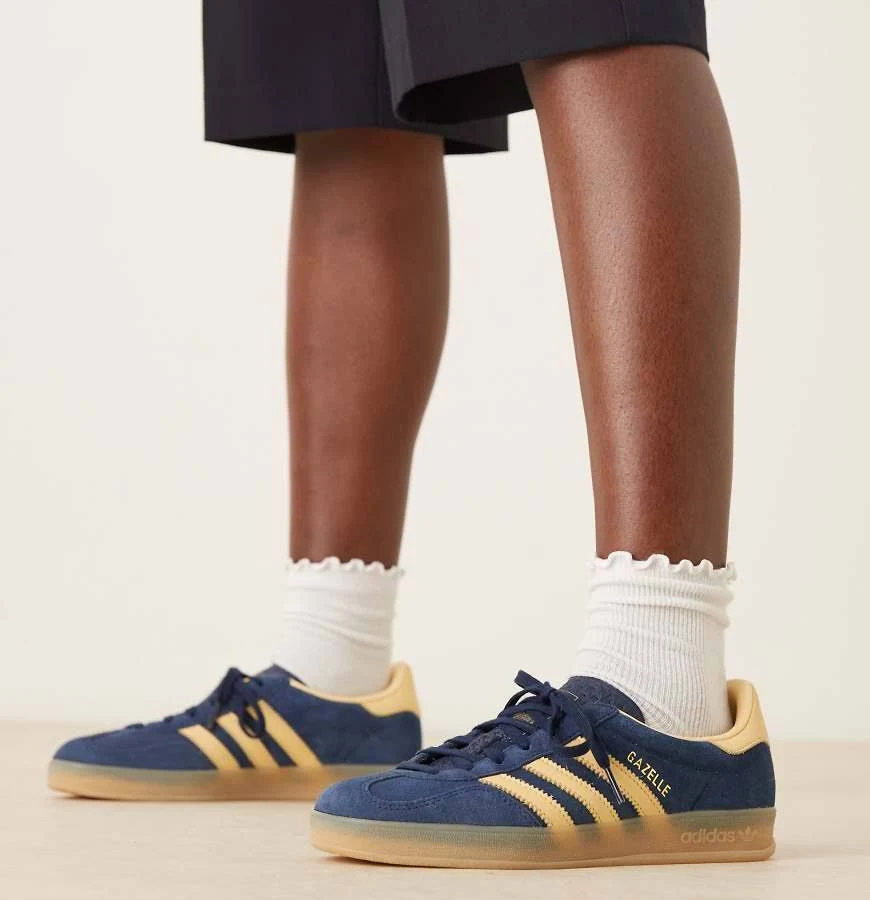 adidas Originals Gazelle Indoor sneakers in navy and yellow