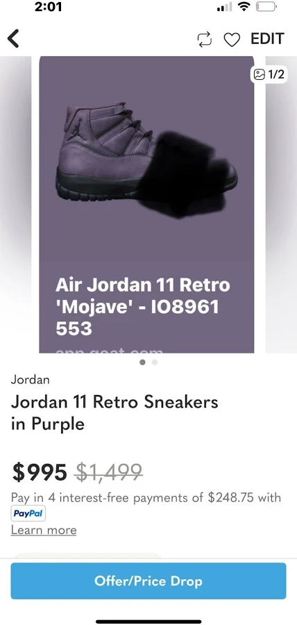 Air Jordan 11 Retro Mojave’-108961553 Purple Black