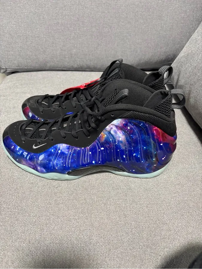 Nike Shoes | Nike Galaxy-Print Foamposite Sneakers Black Blue Purple Red | Color: Black/Blue | Size: 13 | Pm-30161823's Closet