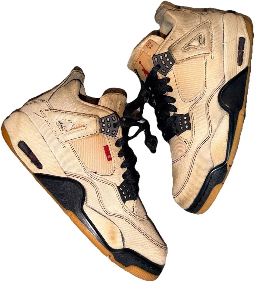 Jordan Levi's X Air Jordan 4 Retro 'black Denim' Bleached 100%