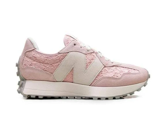 New Balance Women's 327 Lace-Panelled Sneakers - Pink - Low-top sneakers - 7.5