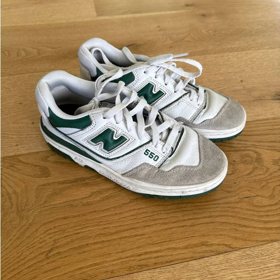 New Balance 550 Sneakers in White and Green