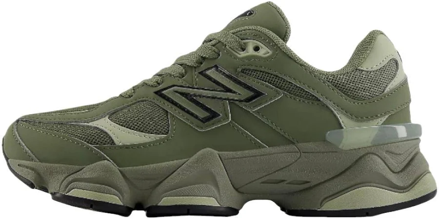 New Balance 9060 Mesh And Suede Women Sneakers - Dark Olivine