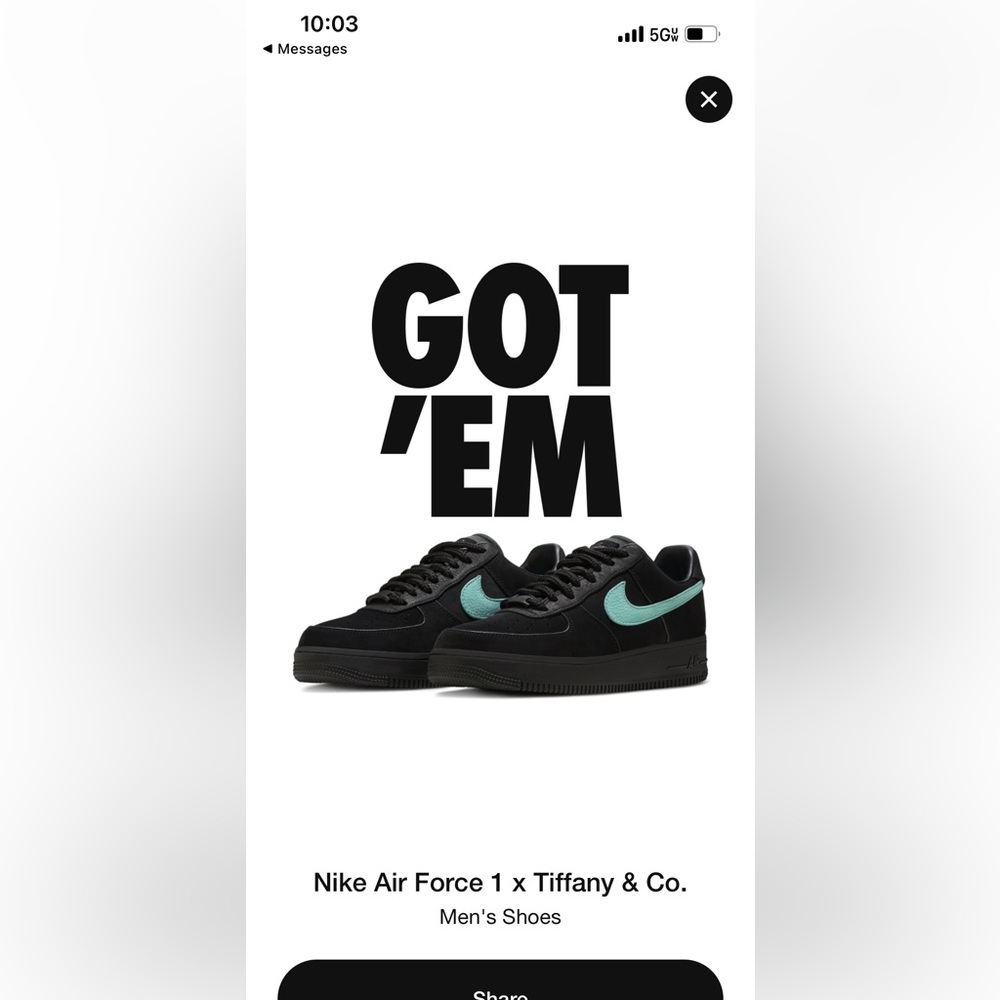 Just hit on a piece of history the Nike Tiffany Co “1837”X Air Force 1 M9 W10.5