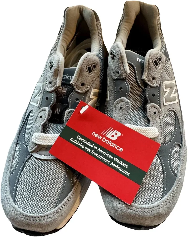 New Balance Grey Leather 992 Shoes Size 8.5 US