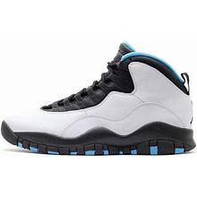 Jordan Men's White/Dk Powder Blue-Black Air 10 Retro 'Powder Blue' 2014 310805-106