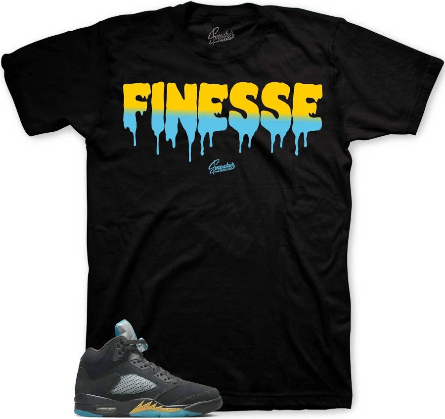 Jordan Retro 5 Aqua Sneaker Tees & Apparel | Finesse Design M / Black