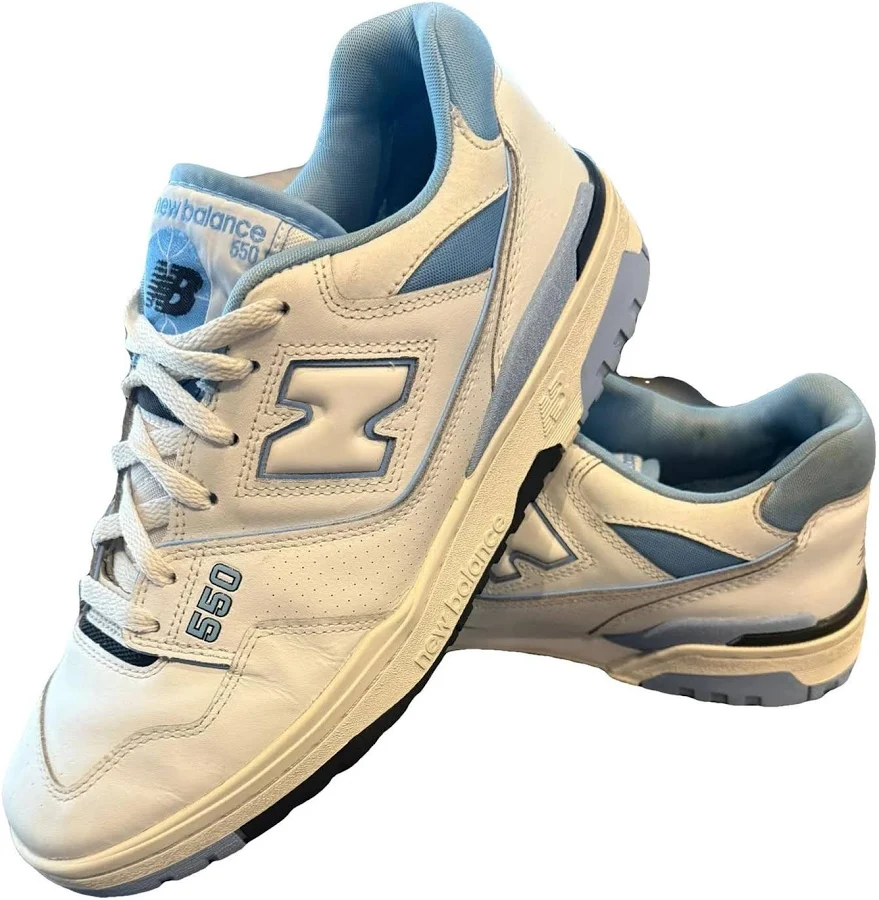 New Balance 550 White Light Blue Leather Trainers Size 45 EU