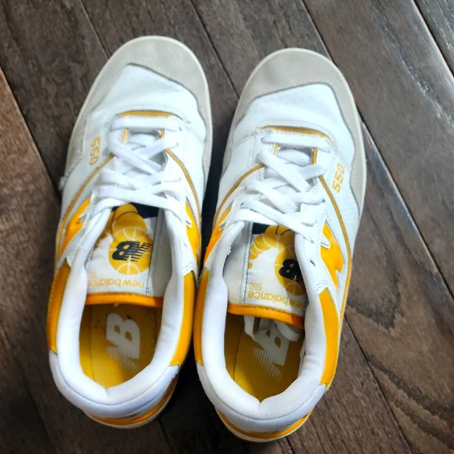 New Balance Shoes | New Balance 550 White And Yellow Athletic Shoes With Breathable Mesh | Color: White/Yellow | Size: 9.5 | Mayahmary81's Closet