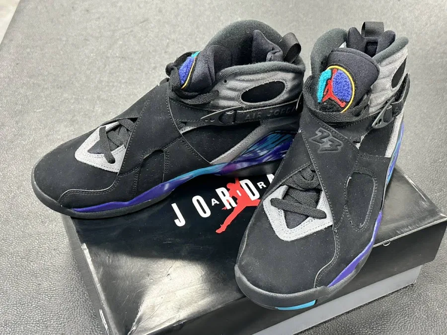 Men's Nike Air Jordan 8 Retro Aqua 2025 Black Purple Teal - Size 8.5 - 305381-00