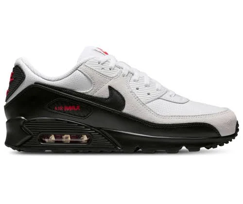 Nike Mens Air Max 90 - Running Shoes White/Black/University Red Size 10.0