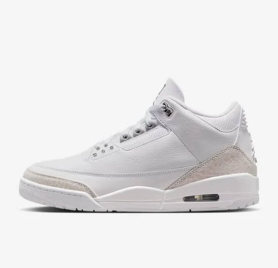 Air Jordan 3 Pure Money White Silver Men's Sneakers