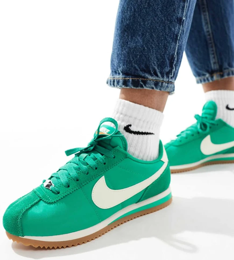 Nike Cortez sneakers in green and white
