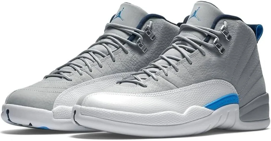 Nike Air Jordan 12 Xii Retro Wolf Grey Unc Blue White Size 6y.