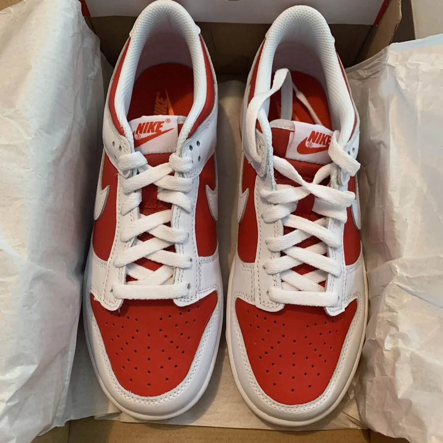 Nike Dunk Low University Championship Red White Cw1590-600 Gs Size