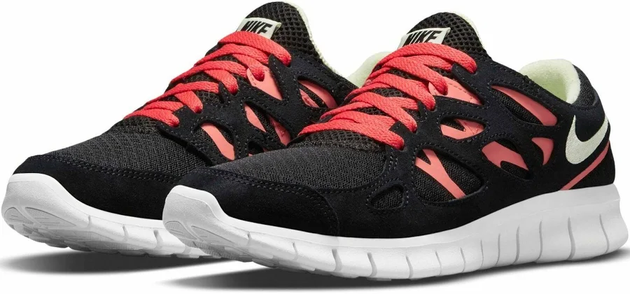 Nike Women's Free Run 2 Running Shoes Black White Lime Ember DM9057-002