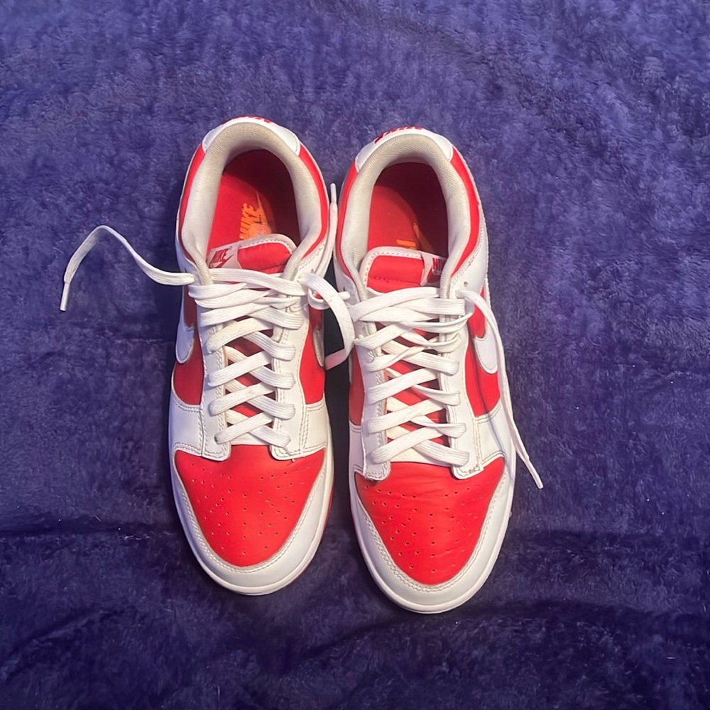 Red and white Nike dunk low 'championship red'