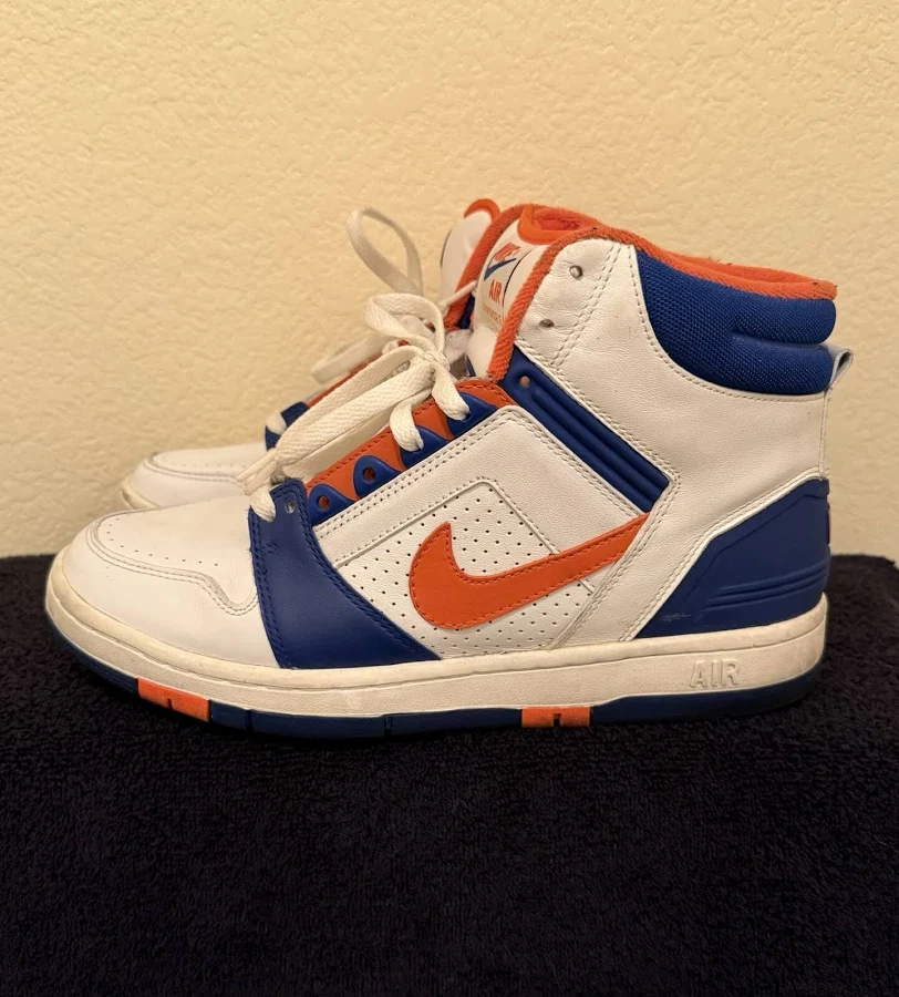 2004 Nike Air Force 2 High Sz 10 White Orange Royal Blue York Knicks