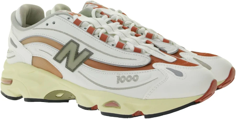 New Balance 1000 Sneakers for Women and Men with ABZORB Cushioning M1000 White/Beige/Red or Silver