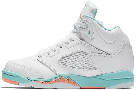White Jordan Retro 5 Girls