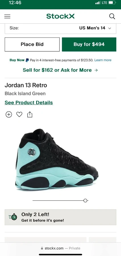 Size 10.5 - Air Jordan 13 Retro Island Green