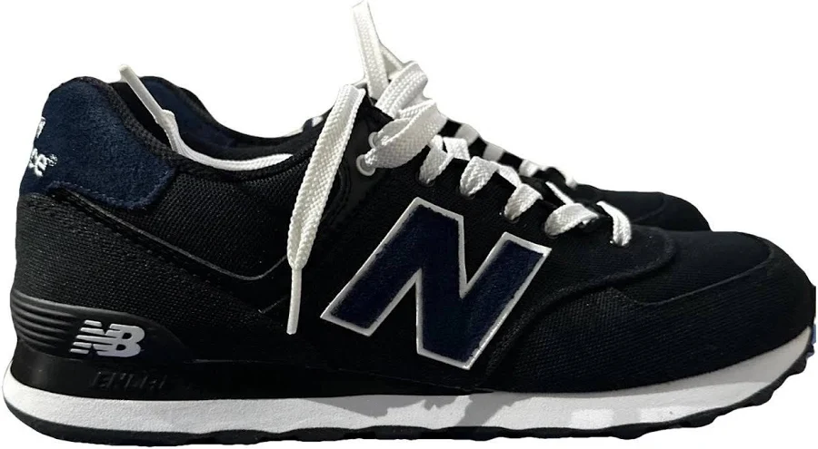 New Balance 574 Low Trainers Navy Canvas Sneakers Size 10 US