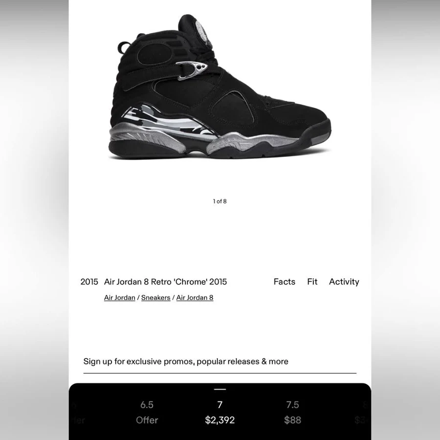Jordan Shoes | Air Jordan 8 Retro Chromes 2015 | Color: Black/Gray | Size: 7 | Nicole_Veda's Closet