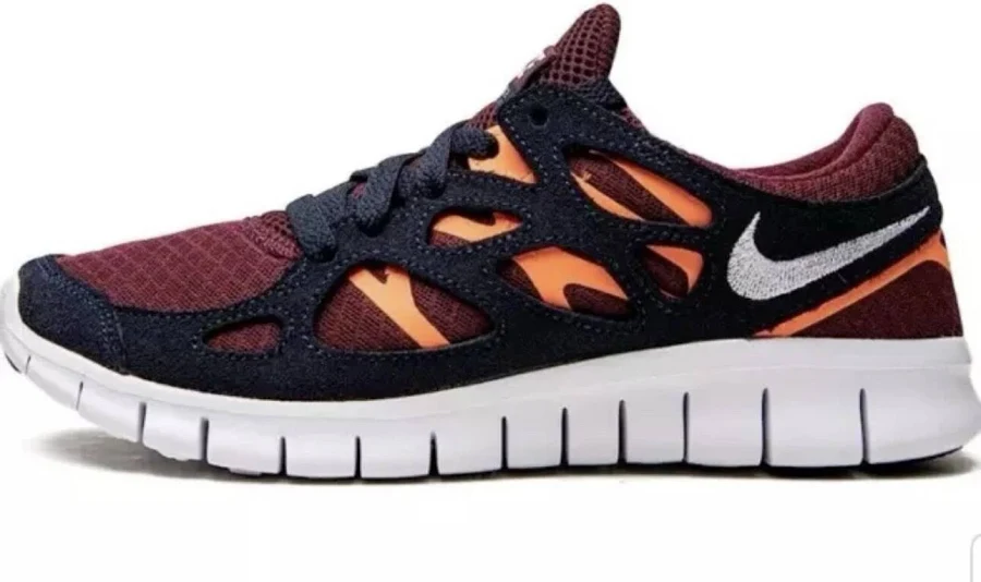Nike Free Run 2 Maroon Black Orange Running Sneakers Dm8915-600 Womens