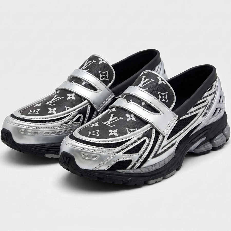 Silver Black LV New Balance 1906L Loafers