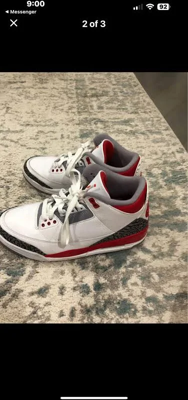 Jordan 3 cardinal red/white sz 8 m1