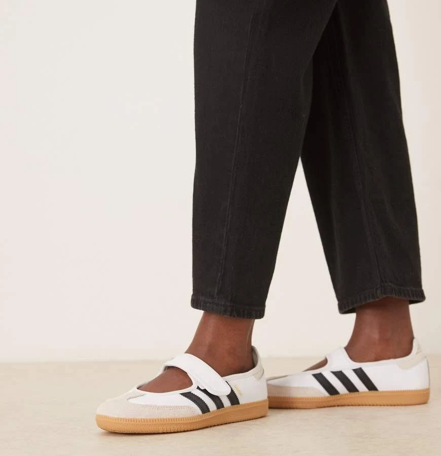 adidas Originals Samba mary jane ballet flats in white and black