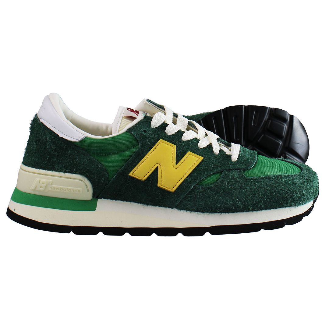 New Balance 990V1 Lace-Up Green Synthetic Mens Trainers M990GG1_D