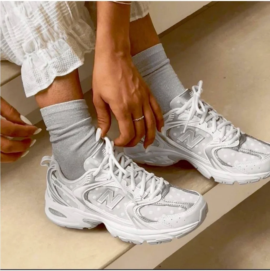 New Balance Shoes | New Balance 530 Sneakers In Silver Metallic Polka Dots Nwob | Color: Silver/White | Size: 11.5 | Pm-51714439's Closet