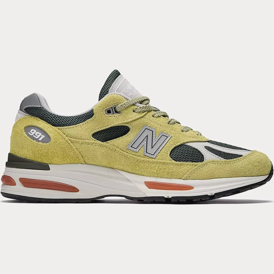 New Balance Made in UK 991v2 'Grape Sorbet' Beechnut / Trekking Green / Oyster Mushroom Sneakers Yellow / New Balance - US / US