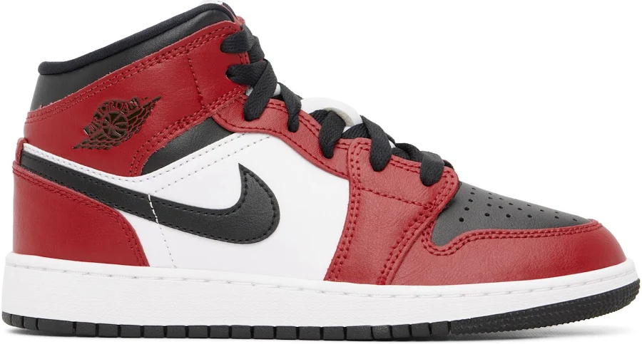 Nike Jordan Big Kids Red & White Air Jordan 1 Mid Sneakers