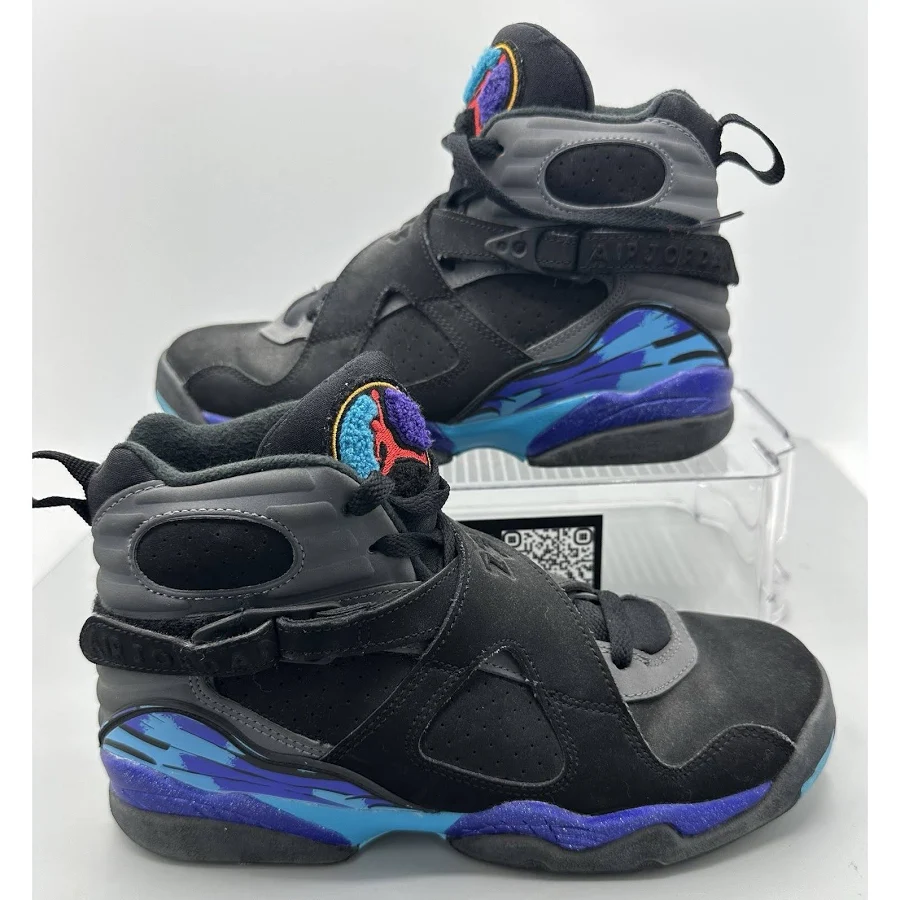 Nike Air Jordan 8 Retro Aqua/Black Shoes 305368-025 GS Size 6Y/Women's Size 8