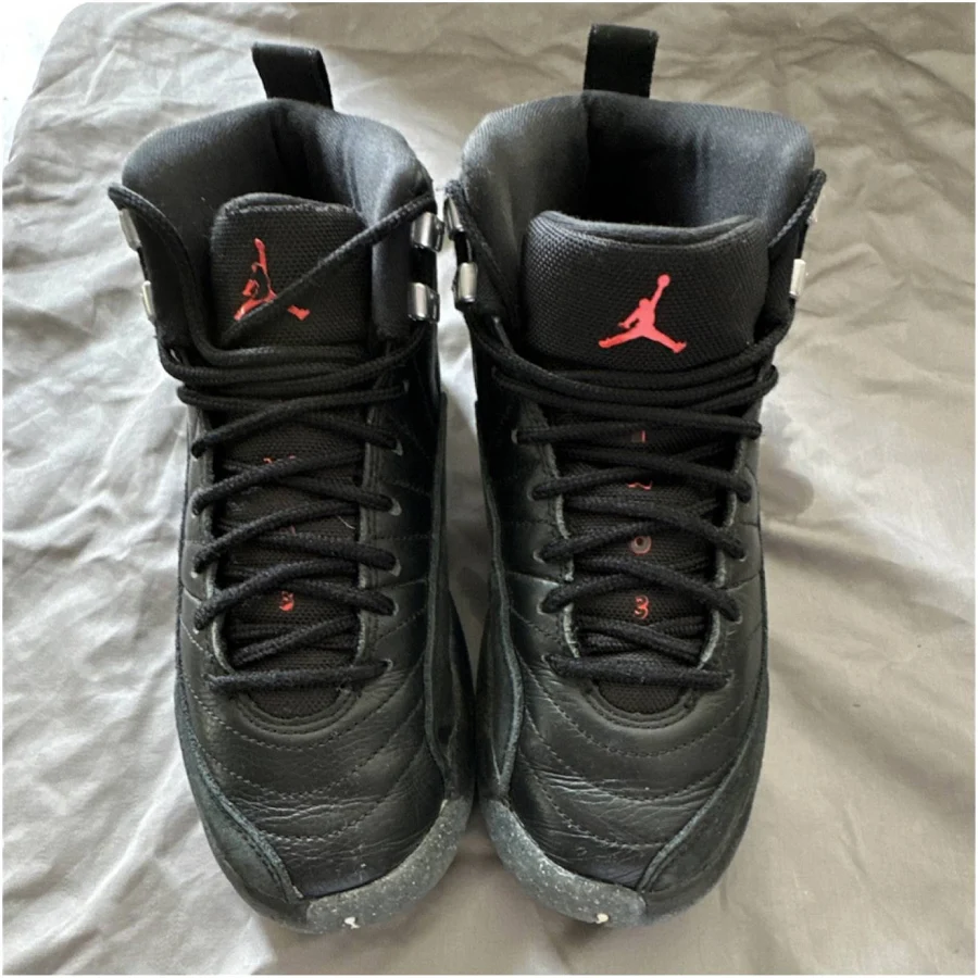 Jordan Air Jordan 12 Black Red High Top Leather Basketball Sneakers
